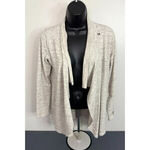 Pure Jill Women's Pima Cotton Modal Open Front Heathered Cardigan Beige Size XS